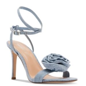 Denim stiletto sandals